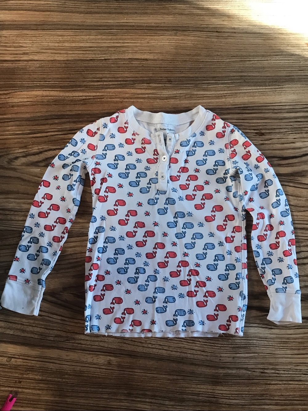 Roller Rabbit Kids White Pajama set with Blue and Red Whale Print - Picture 6 of 6